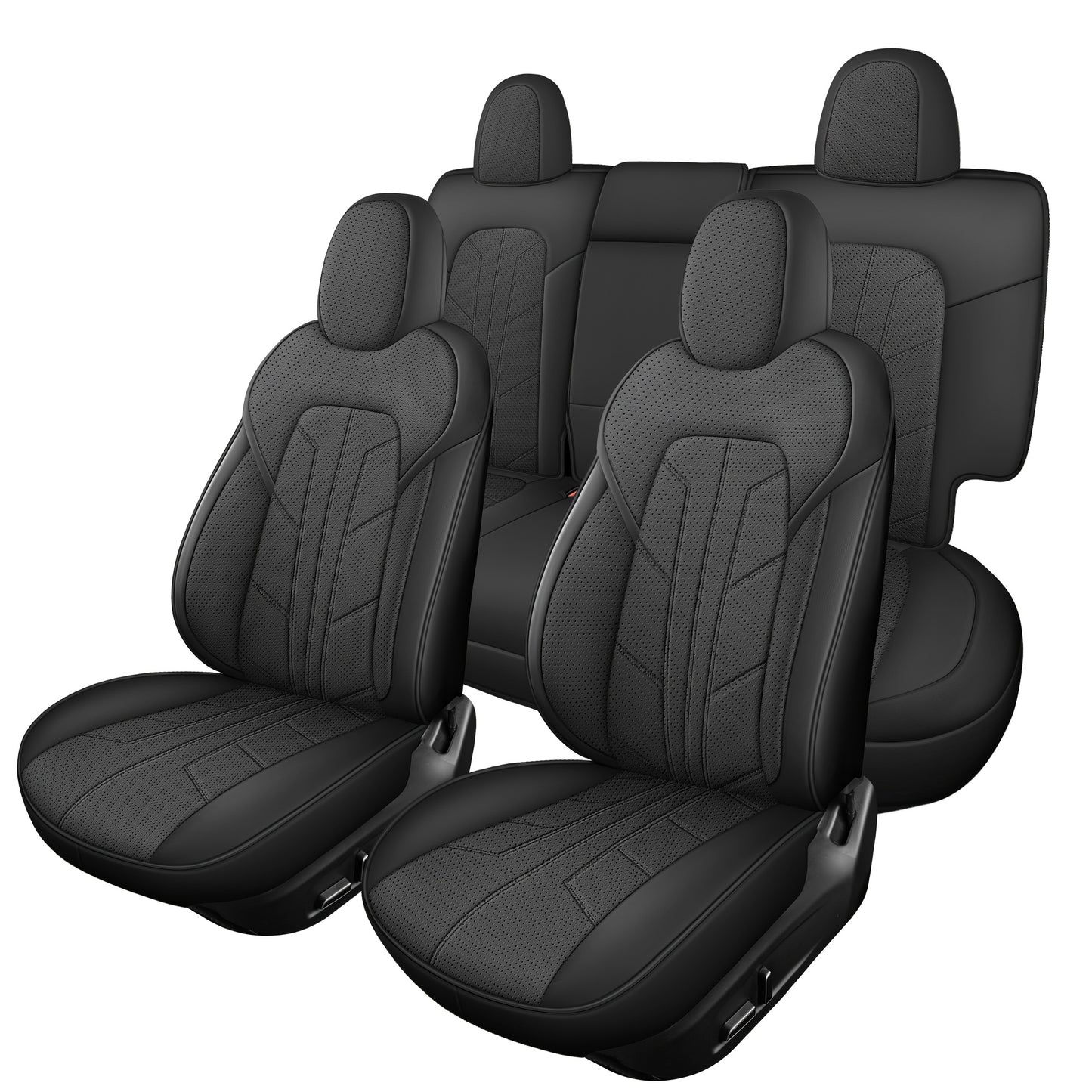 Stoelbekleding – Stoelhoes – Autostoelhoes – Zitbekleding – Stoelbeschermer – PU Leer – Ademend & Waterafstotend – Perfecte Pasvorm 5-Zits Model 3/Model Y 2022-2024
