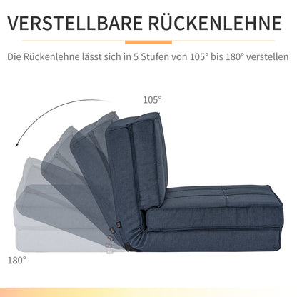 Vloerstoel – Vloerzetel – Loungestoel – Relaxstoel – Ligstoel – 5-Posities Verstelbare Rugleuning – Inclusief Compact Opvouwbaar Ontwerp – Donkerblauw