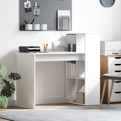 Bureau – Werkplek – Schrijftafel – Computerbureau – Studiebureau – Wit – MDF – Mid-Size – 2 Planken – Ruimtebesparend – Eenvoudige Montage