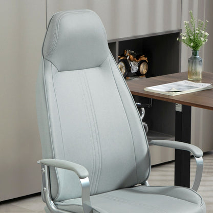 Ergonomische Bureaustoel – Bureaustoel – Werkstoel – Kantelstoel – Draaistoel – Verstelbare Hoogte – Kantelfunctie – Grijs – Microvezel – RVS Frame
