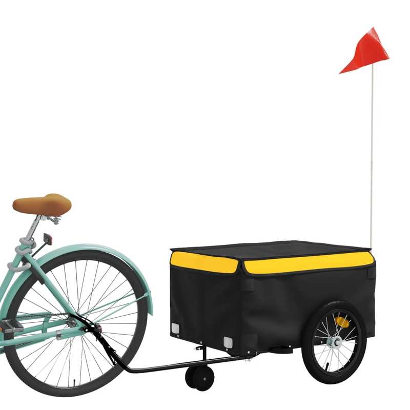 Black and Yellow Bike Trailer - Durable Iron Construction with Anti-Tip Base, 45 kg Load Capacity - Optimal Stability for Heavy Loads | Work/Camping/Heavy Luggage Equipment