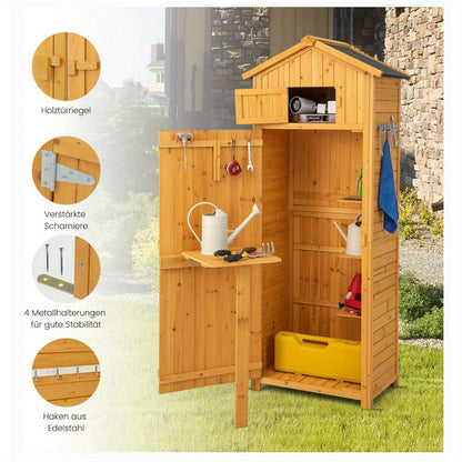 Houten Tuinkast – Tuinopberger – Buitenberging – Tuinberging – Opbergkast Tuin – 180,5 CM Hoog – Afsluitbare Deuren Met Inklapbare Tafel