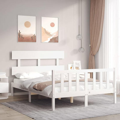 White Wooden Bed Frame 120x200cm - Contemporary Minimalist Design with Headboard, Easy Assembly, Durable & Removable, Perfect for Modern Bedroom Decor, Bedroom Furniture, Sleek Headboard, Sturdy Construction