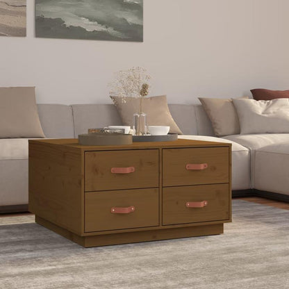 Coffee table 80x80x45cm solid pinewood honingbruin Removable, suitable for indoor use and suitable for all seasons, Living Room Furniture, Home Decor, Modern Design, Contemporary Furniture, Durable Material, Handcrafted Table