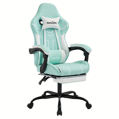Ergonomische Gamingstoel – Bureaustoel – Gamestoel – Werkstoel – Zitzakstoel – Verstelbare Rugleuning 90°-170° – Memory Foam Kussens Kunstleer – Zwart-Grijs