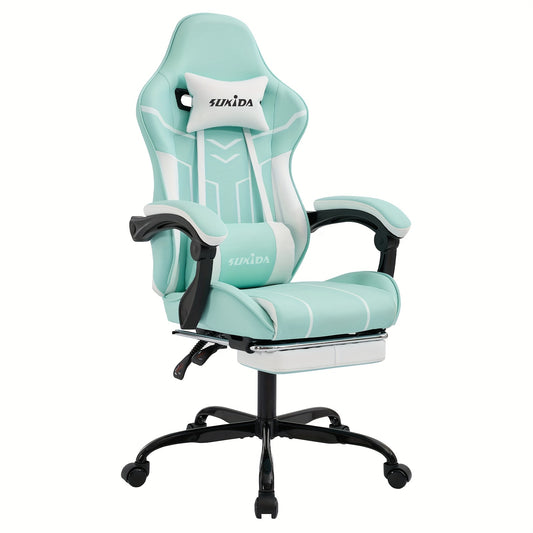 Ergonomische Gamingstoel – Bureaustoel – Gamestoel – Werkstoel – Zitzakstoel – Verstelbare Rugleuning 90°-170° – Memory Foam Kussens Kunstleer – Zwart-Grijs