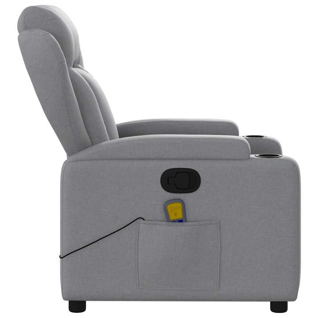 Relaxfauteuil – Relaxstoel – Massagefauteuil – Lounge Fauteuil – Zithoek Stoel – Lichtgrijs – Met Massagefunctie – Handmatig Verstelbaar – Stevig Hout-Metaal Frame