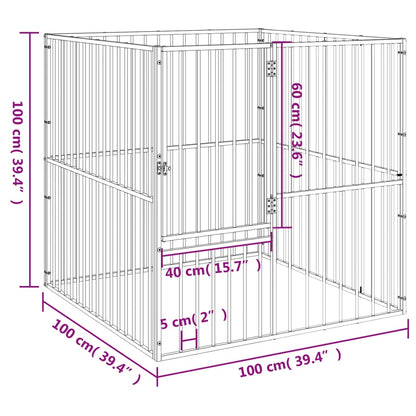 Hondenhok – Hondenren – Hondenkooi – Hondenbench – Hondenverblijf – 100x100x100 cm – Gegalvaniseerd Staal – Semi-Open Ontwerp met Deur