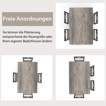 Eettafel Set – Tafel Met Stoelen – Dinerset – Keukentafel – Industriële Eettafel – Grijs – Space-Saving Design – Duurzaam MDF & Metaal