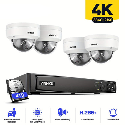 Beveiligingscamera Set – Bewakingscamera Systeem – Surveillancesysteem – Camerabewaking – 8MP 4K PoE 4-Kanaals – Kleurennachtzicht – Personen- en Voertuigherkenning