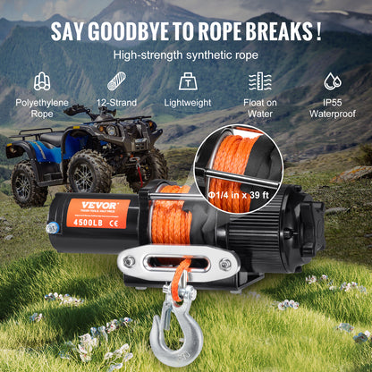 Elektrische Lier – Winch – Takel – Trekmachine – Verrijdbare Lier – 4500 lbs Trekkracht – IP55 Waterdicht – Draadloze & Bekabelde Afstandsbediening – Zwart