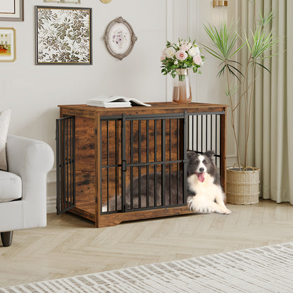 Heavy-Duty Dog Crate Furniture - Dual-Purpose Pet Cage & Side Table with Reinforced Sliding Doors, Spacious Interior for Large Dogs up to 100kg/220lbs, Sturdy Metal Construction, Modern design for Living Room, Bedroom, Office