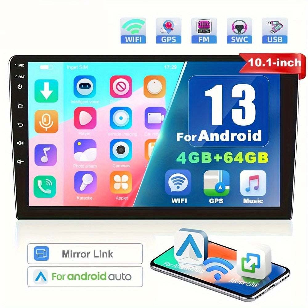 Car Entertainment Systeem – Auto Multimedia Speler – Double Din Radio – Android Auto Stereo – GPS Navigatie – 10,1 Inch HD Touchscreen – Android 13 & 8-Core Processor