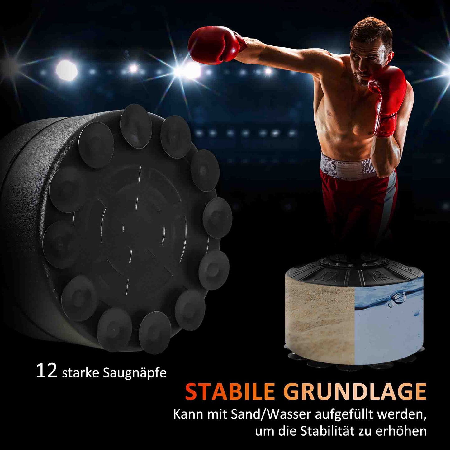 Vrijstaande Bokszak – Bokszakstandaard – Speedball – Trainingszak – Punching Bag – Verstelbare Hoogte 160-230 cm – Stevige Basis Met Zandvulling