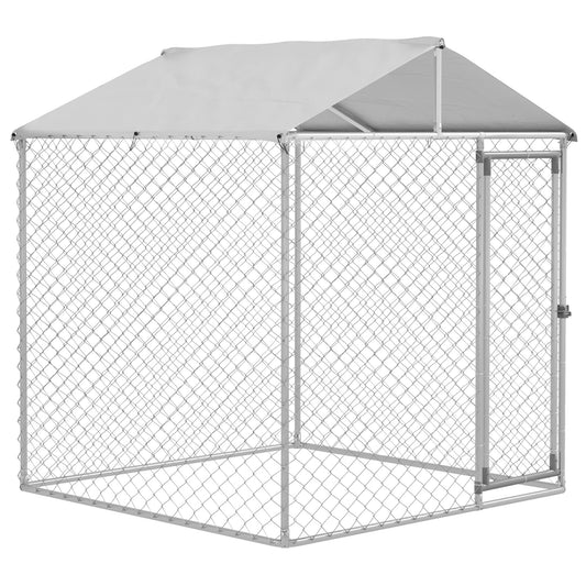 Hondenkennel – Hondenren – Dierenkennel – Hondenkooi – Buitenren – Met Dak – Vergrendelbare Deur – Verzinkt Staal – 200x200x237 cm