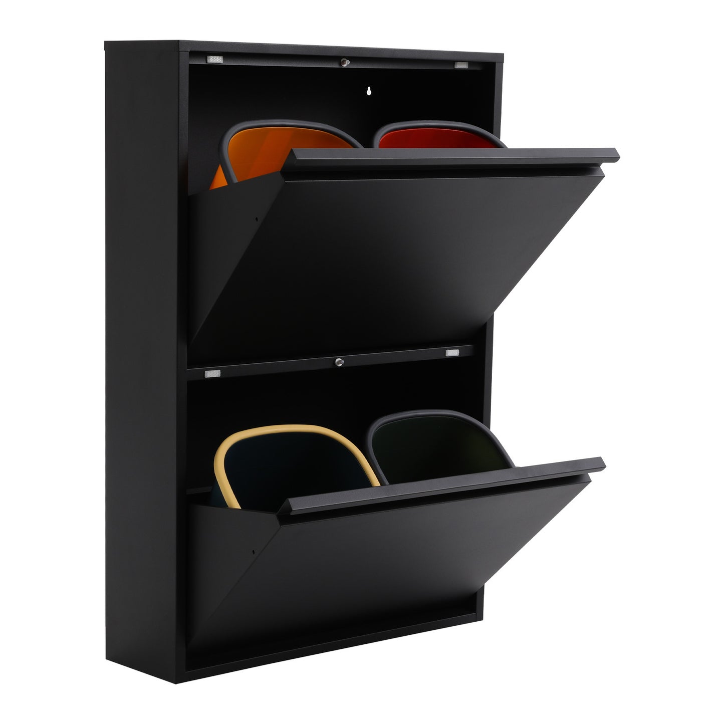 4x15L Kitchen Trash Can | Black, Sorting Trash Bin, Rubbish Storage Cabinet, Carbon Steel, Rectangle Shape, NaMaSyo Brand