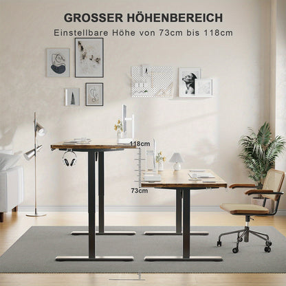 Verstelbaar Zit-Sta Bureau – Staand Bureau – Werkplek Tafel – Ergonomisch Bureau – Home Office Bureau – 60x100 cm – Stabiel Stalen Frame met Rustiek Houtnerf