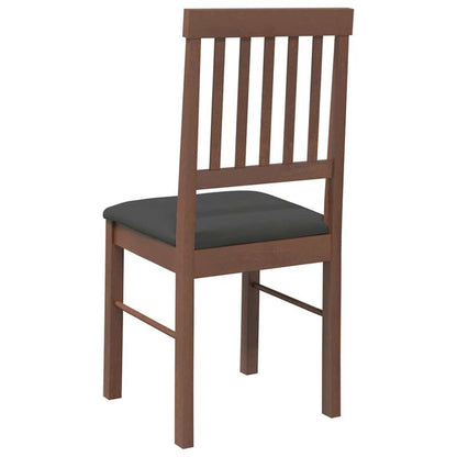 2pcs Modern Brown Solid Wood Dining Chairs with Cushioned Seats & Backrests - Legs, Sturdy Frame, Easy-Clean Surfaces, Comfortable Padded Chairs, Dining Room, Contemporary Furniture (No Fabric)