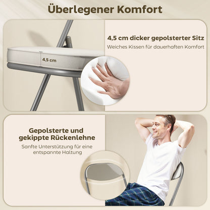 Klapstoel – Opvouwbare Stoel – Campingstoel – Inklapbare Stoel – Tuinstoel – Set van 4 – Met Metalen Frame – Comfortabele Koordstof Bekleding
