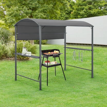Grillpaviljoen – Grilltent – BBQ Paviljoen – Grilloverkapping – Grill Shelter – Waterafstotend Rond Dak – Stevig Stalen Frame – 215x220x140 cm – Donkergrijs
