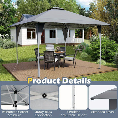 Partytent – Paviljoen – Pop-Up Tent – Feesttent – Tuintent – Extra Groot 3,96x3,96 m – Waterafstotend Oxford Doek & Verstelbare Hoogte