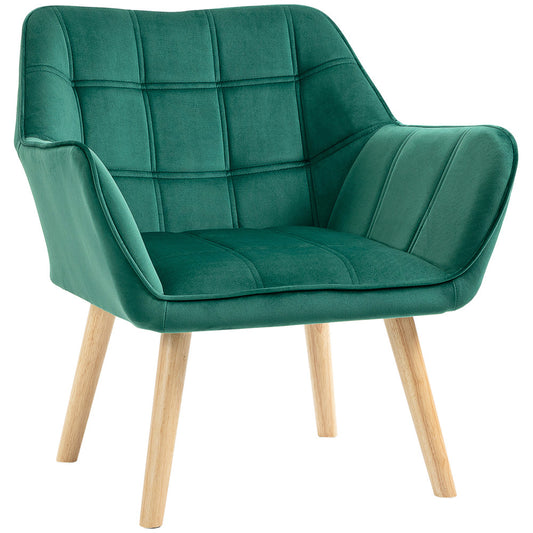Fauteuil – Relaxfauteuil – Loungestoel – Zetel – Designstoel – Scandinavisch – Groen – Velvet Look – Metaal Frame – Compact 64x62x72,5 cm