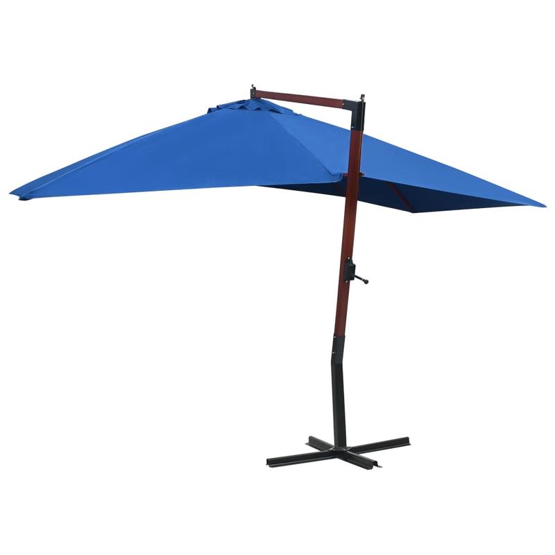 Cantilever Parasol – Zweefparasol – Hangparasol – Tuinparasol – Terrasparasol – Blauw – Houten Mast – Aluminium Composiet Frame – 400x300 cm – Water- en UV-bestendig Acryl Doek