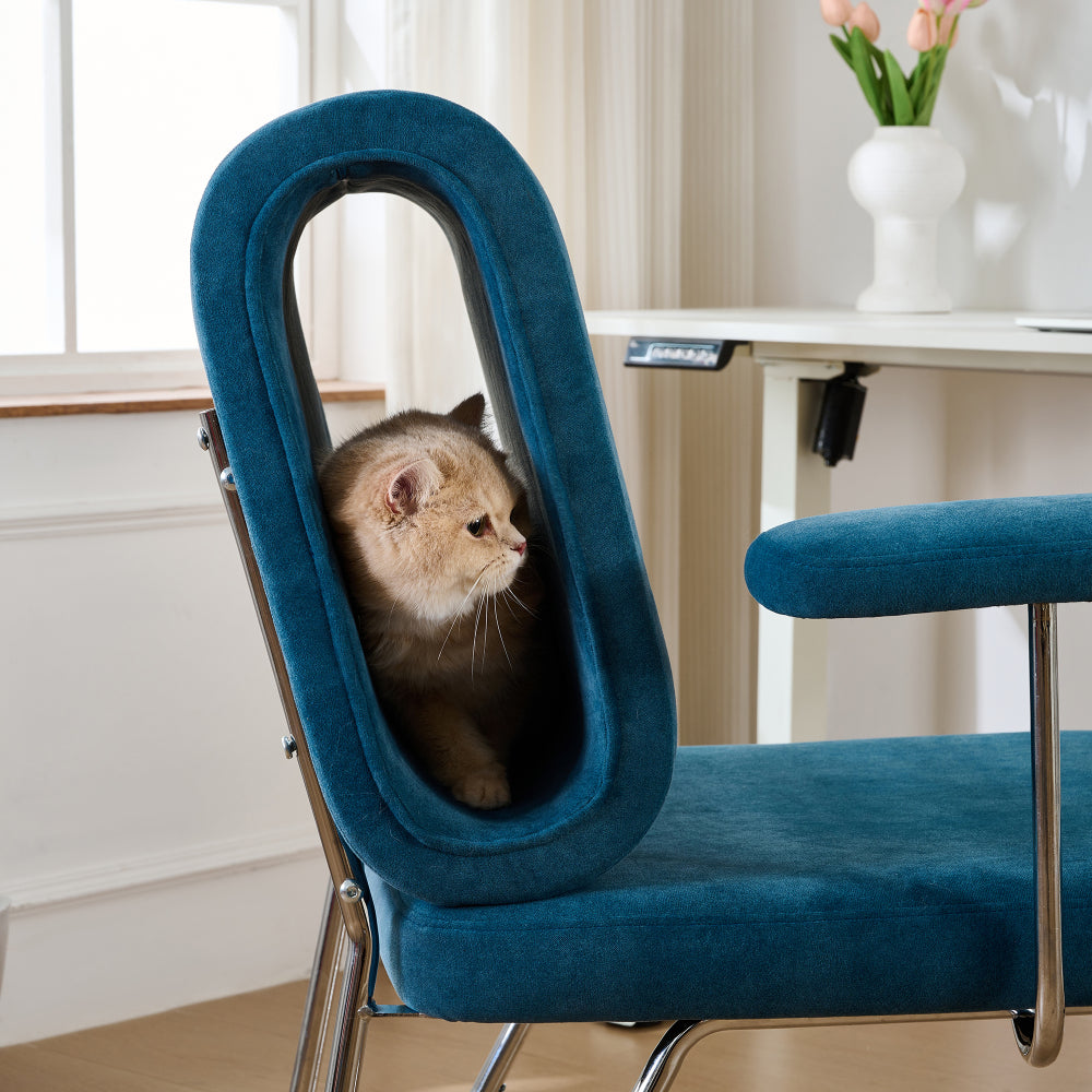 Bureaustoel – Office Chair – Ergonomische Bureaustoel – Computerstoel – Bureaustoel – Met Ingebouwde Kattenholte – Stevig Metalen Frame – Krassenbestendige Stoffering