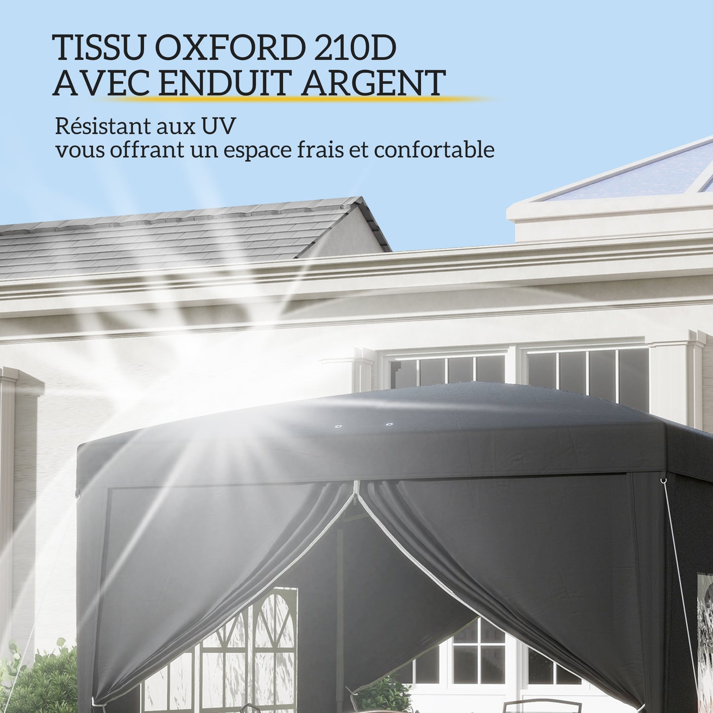 Outsunny Canopy Tent Pop-Up Folding 3 X 3M 4 Removable Walls + Black Carry Bag