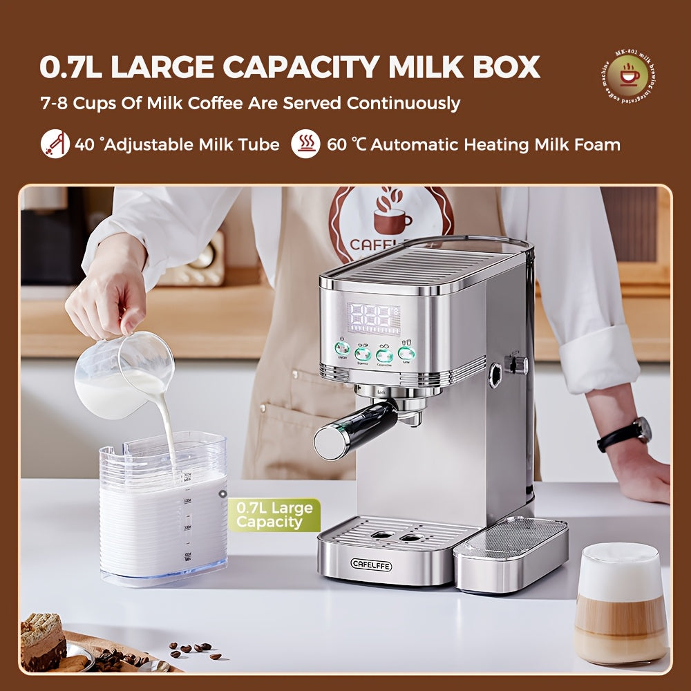 Espressomachine – Koffiemachine – Halfautomaat – Cappuccinomachine – Latte Macchiatomachine – Automatisch Melkschuimsysteem – 20 BAR Pompdruk – 1,3L Watertank – Zelfreinigend