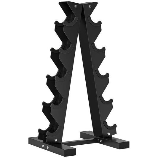 Halterschijfrek – Dumbbellrek – Gewichtenrek – Halterrek – Opbergrek – Stalen Frame – Stevig En Compact – Capaciteit 100 Kg – 5 Niveaus – Zwart 66x35x33 cm
