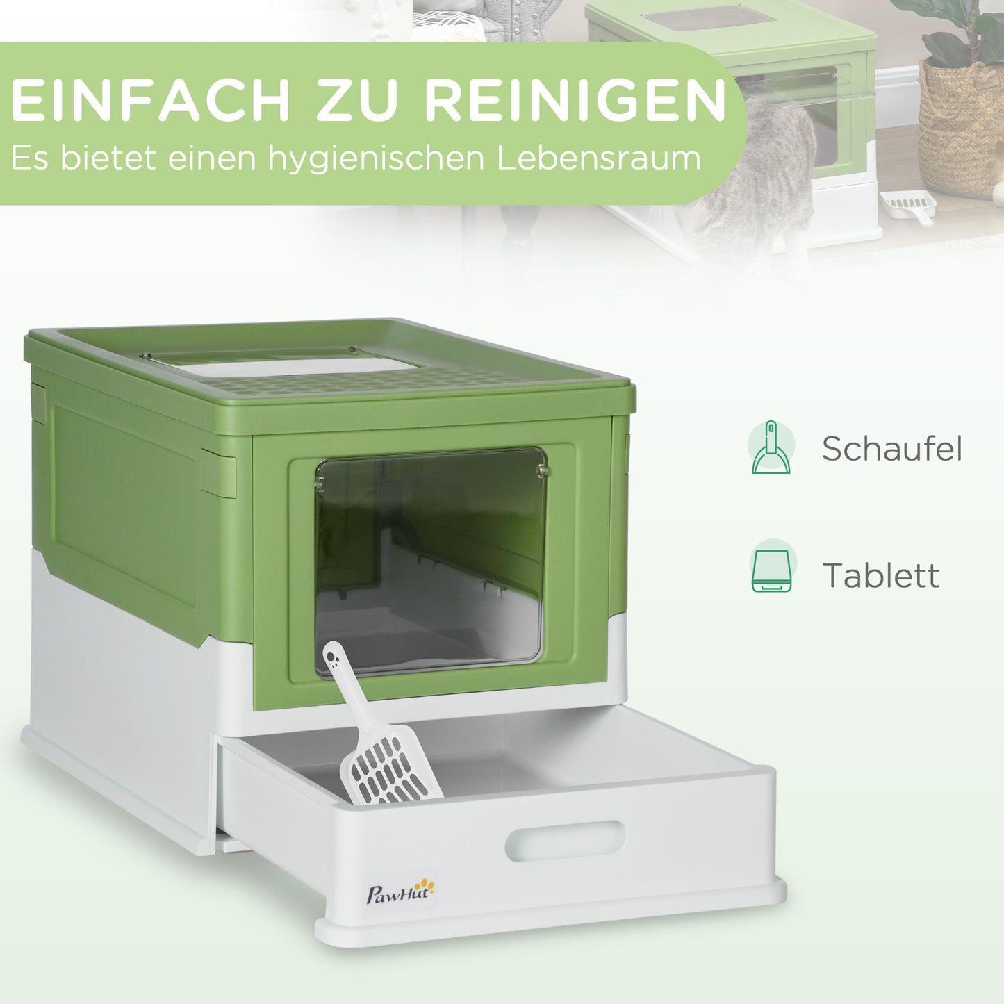 Kattenbak Met Deksel – Kattenbak Dicht – Kattenbak Met Schepje – Gesloten Kattenbak – Kattenbak Plastic – Geurremmend – Inclusief Schepje En Deodorizer