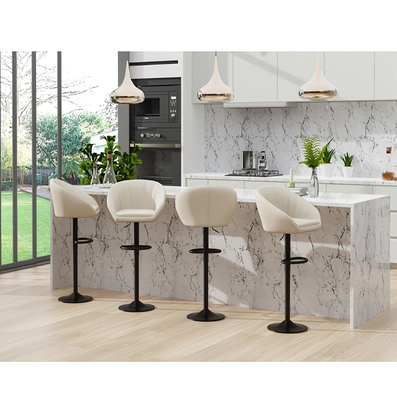 Keukenkrukken – Barkrukken – Barstoelen – Eetkamerstoelen – Krukken Set – Linnen Bekleding – Verstelbare Hoogte 80-110 cm