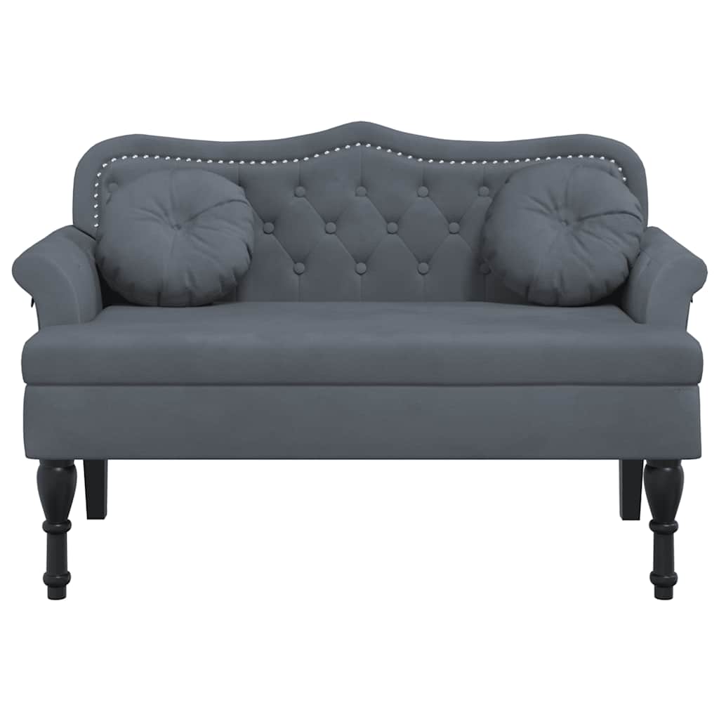 Bank – Sofa – Loveseat – Zithoek – 2-zitsbank – Donkergrijs Fluweel – Comfortabele Dikke Bekleding – Robuuste Houten Pooten