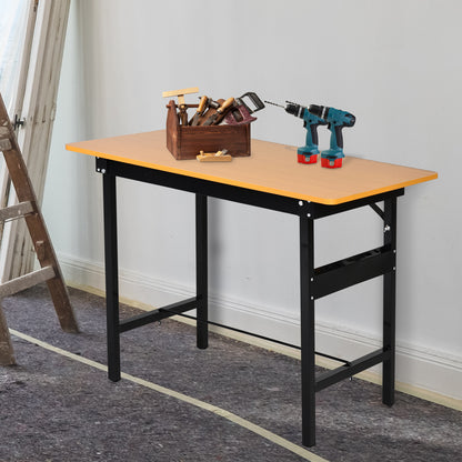 Werkbank – Klusbaantje – Werktafel – Opvouwbare Werkbank – Montagebank – Inklapbaar en Draagbaar – MDF Werkblad 100x60x75,5 cm Geel/Zwart