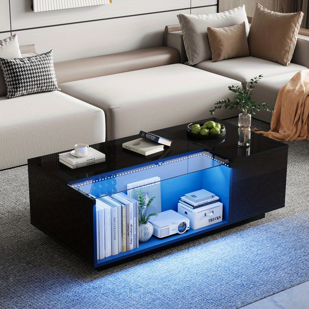 Salontafel – Koffietafel – Woonkamertafel – Bijzettafel – Tafel – Tempered Glas Blad – Stevig Metalen Frame – 100x50x35 cm – 2 Lades – Modern Minimalistisch Design