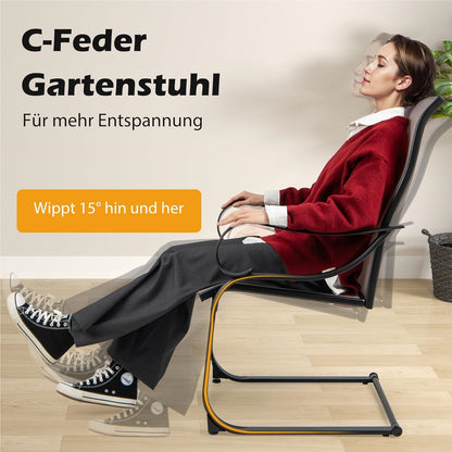 Tuinstoelen Set 2 Stuks – Tuinstoelen Met Hoog Rugleuning – Schommelstoelen – Tuinligstoelen – Terrasstoelen – Ademend Meshmateriaal – Verstelbare Rugleuning