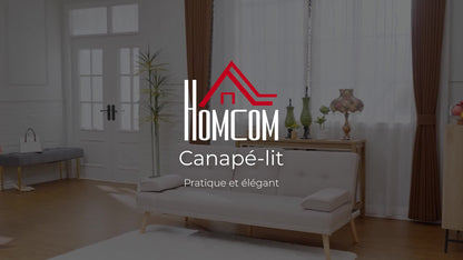 Bankstel 3-zits – Slaapbank – Reclamebank – Linnen Bank – Scandinavische Sofa – Verstelbare Rugleuning 3 Niveau’s – Stevig Massief Houten Frame – Beige