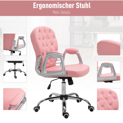Bureaustoel – Ergonomische Stoel – Office Chair – Draaistoel – Bureau Stoel – Roze PU Bekleding – Verstelbare Hoogte 95-105 cm – Max 120 kg Belastbaar