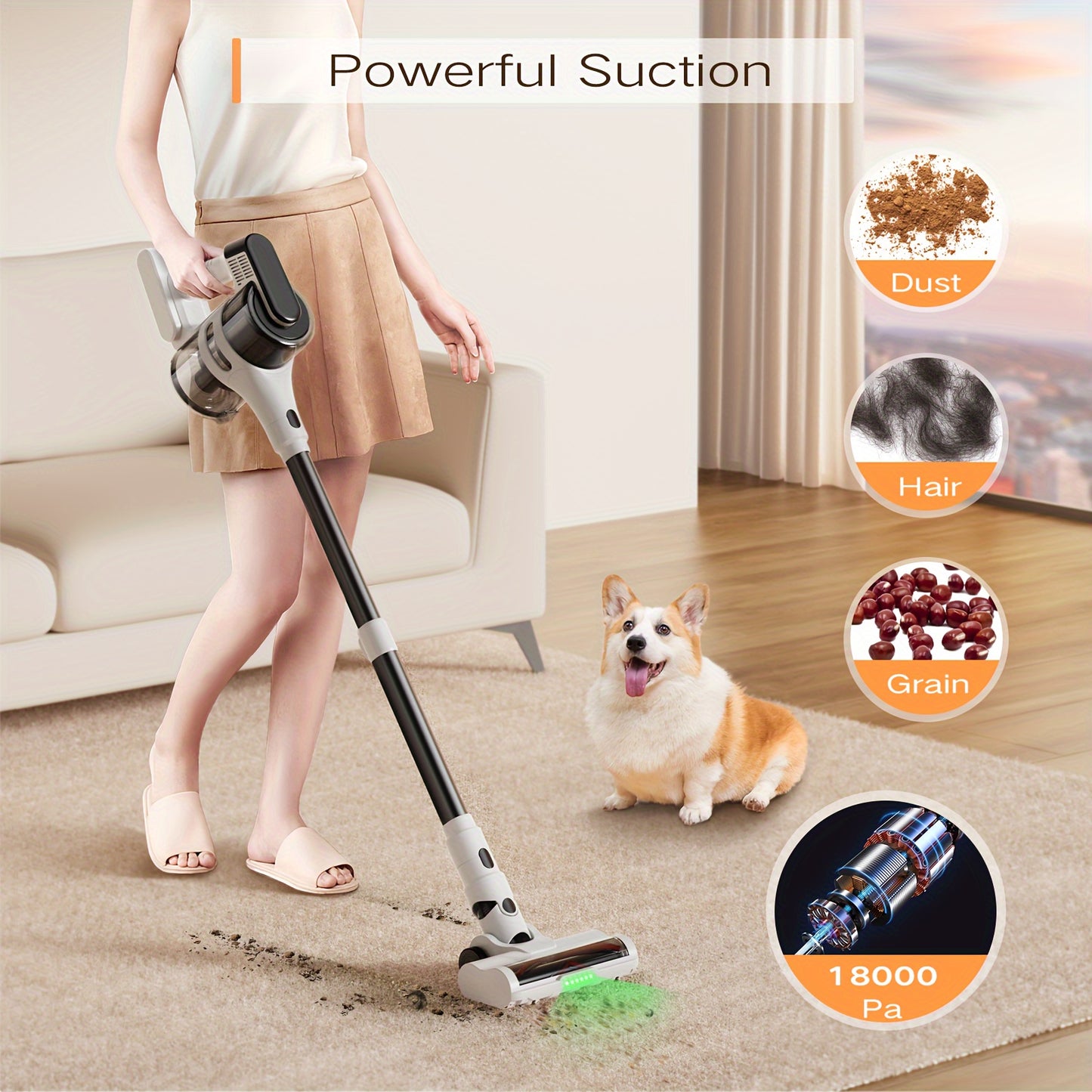 Steelstofzuiger – Draadloze Stofzuiger – Handstofzuiger – Steelstofzuiger Zonder Snoer – Cordless Vacuum Cleaner – Lichtgewicht Design – Krachtige Zuigkracht 30 kPa