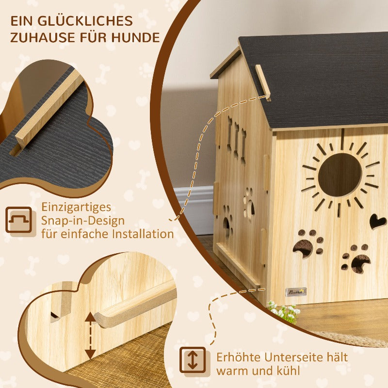 Houten Hondenhok – Hondenhuis – Huisdier Shelter – Buitenkennel – Dierenhok – Groot Formaat – Verhoogde Vloer & Weerbestendig Dak – Geschikt Voor Kleine En Grote Honden