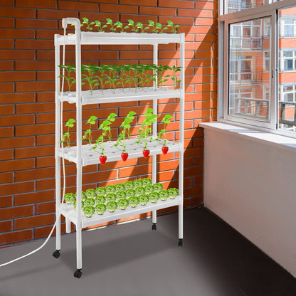 Hydroponicsysteem – Hydrocultuur Kweeksysteem – Hydrocultuur Rek – Hydroponic Kit – Indoor Tuin – 108 Plantplaatsen – Automatisch Watersysteem – Modern Wit Multi-etalage Ontwerp