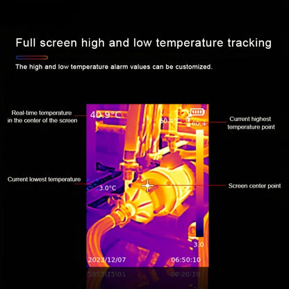 Handheld Warmtebeeldcamera – Thermische Camera – Infraroodcamera – Temperatuurcamera – IR Warmtebeeldsensor – 160x120 Resolutie – Temperatuurbereik -20°C tot 550°C – USB Oplaadbare Lithiumbatterij 2600mAh