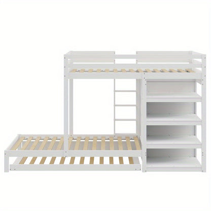 Hoogslaper – Stapelbed – Uitschuifbed – Bedbank – Bedkast – Met Ingebouwde Laden & Opbergruimte – Robuust Metalen Frame – Compact & Ruimtebesparend