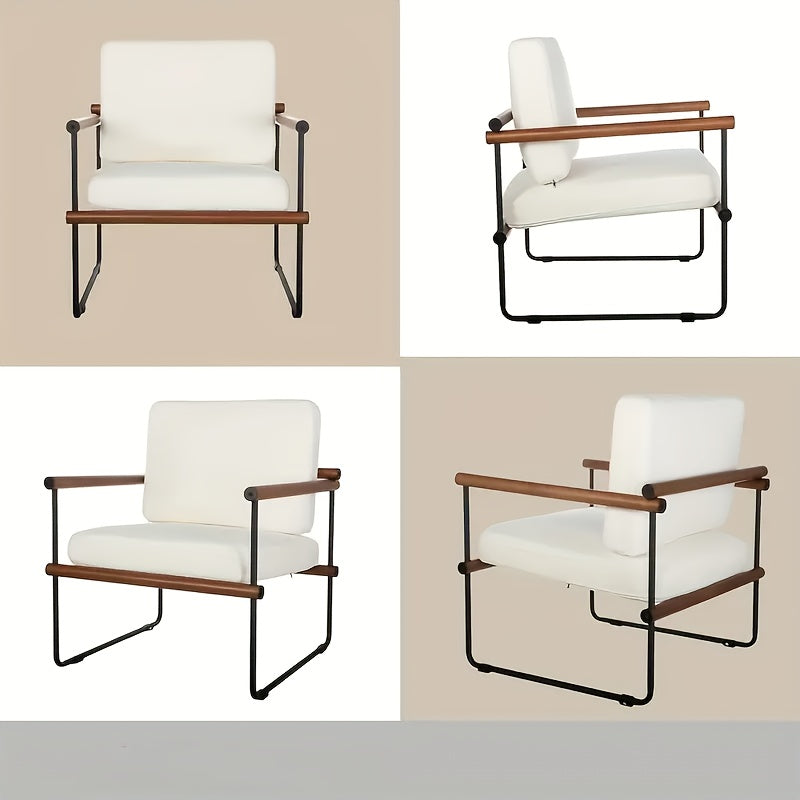 Fauteuil – Accentstoel – Relaxstoel – Loungefauteuil – Zetel – Stevig Metalen Frame – Zachte Sponsvulling – Compact 60x60x80 cm – Hout & Multiplex