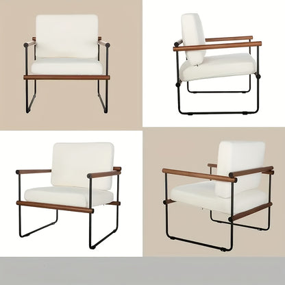 Fauteuil – Accentstoel – Relaxstoel – Loungefauteuil – Zetel – Stevig Metalen Frame – Zachte Sponsvulling – Compact 60x60x80 cm – Hout & Multiplex