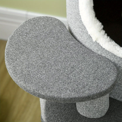 Kattenkrabton – Krabpaal – Krabmeubel – Kattenhuis – Kattenboom – Met Sisaltouw – 99 cm Hoog – Grijs Plush