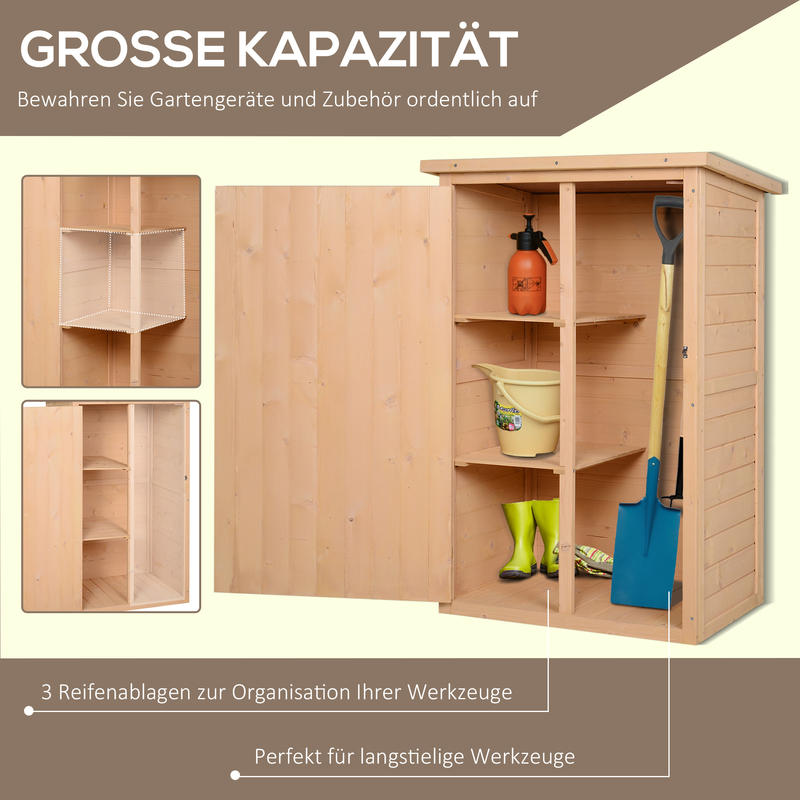 Large Outdoor Tool Shed with Shelving - Heavy-Duty Metal Frame & Natural Wood Construction, 75x56x115cm Weatherproof Storage Cabinet with Removable Shelves, Lockable Door & Ventilation System for Garden, Workshop, Patio - Cof