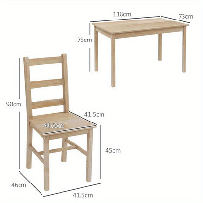 5-Teilige Essgruppe Esstisch Mit Stühlen Sitzgruppe, Massivholz, 118 Cm