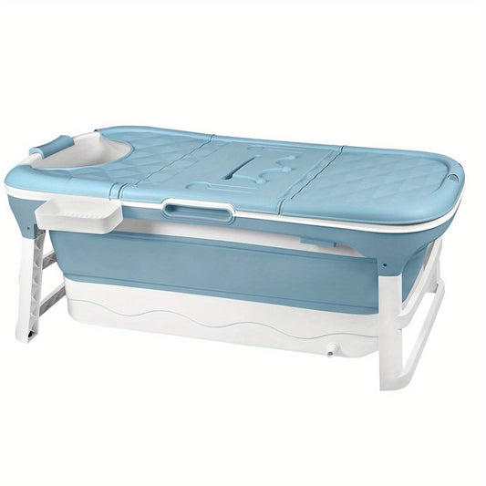 Opvouwbare Badkuip – Inklapbaar Ligbad – Compact Pedaalbad – Draagbare Badkuip – Wellnessbad – 128 x 62 x 52 cm – Met Afneembare Deksel en Opbergvak